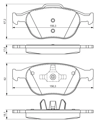 Bremsbelagsatz, Scheibenbremse Vorderachse BOSCH 0 986 424 701 Bild Bremsbelagsatz, Scheibenbremse Vorderachse BOSCH 0 986 424 701