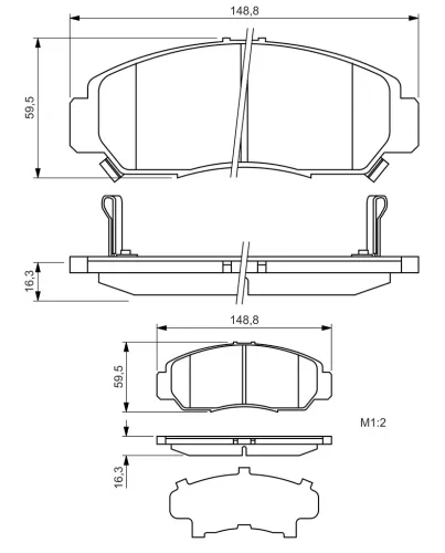 Bremsbelagsatz, Scheibenbremse BOSCH 0 986 424 722 Bild Bremsbelagsatz, Scheibenbremse BOSCH 0 986 424 722