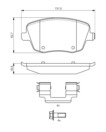 Bremsbelagsatz, Scheibenbremse BOSCH 0 986 424 829 Bild Bremsbelagsatz, Scheibenbremse BOSCH 0 986 424 829
