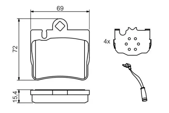 Bremsbelagsatz, Scheibenbremse BOSCH 0 986 424 830 Bild Bremsbelagsatz, Scheibenbremse BOSCH 0 986 424 830