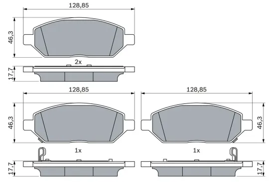 Bremsbelagsatz, Scheibenbremse Vorderachse BOSCH 0 986 424 842 Bild Bremsbelagsatz, Scheibenbremse Vorderachse BOSCH 0 986 424 842