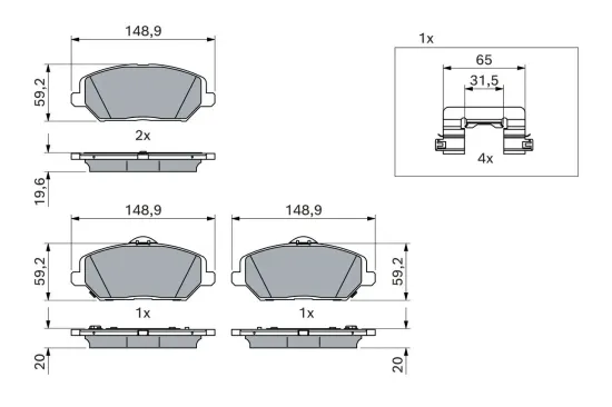 Bremsbelagsatz, Scheibenbremse BOSCH 0 986 424 862 Bild Bremsbelagsatz, Scheibenbremse BOSCH 0 986 424 862