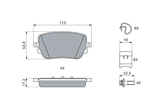 Bremsbelagsatz, Scheibenbremse BOSCH 0 986 424 890 Bild Bremsbelagsatz, Scheibenbremse BOSCH 0 986 424 890