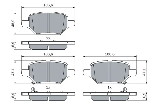 Bremsbelagsatz, Scheibenbremse BOSCH 0 986 424 895 Bild Bremsbelagsatz, Scheibenbremse BOSCH 0 986 424 895