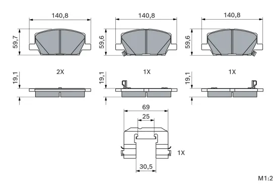 Bremsbelagsatz, Scheibenbremse BOSCH 0 986 424 896 Bild Bremsbelagsatz, Scheibenbremse BOSCH 0 986 424 896