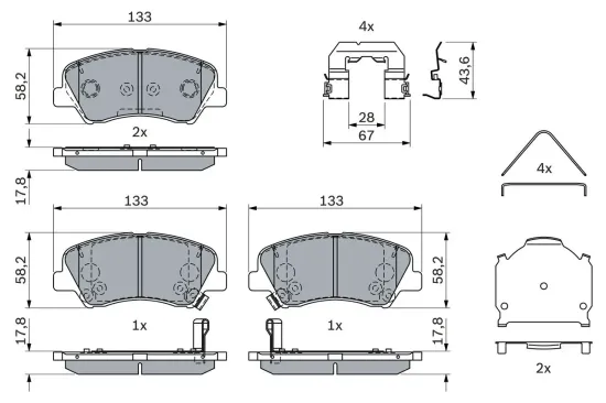 Bremsbelagsatz, Scheibenbremse Vorderachse BOSCH 0 986 424 951 Bild Bremsbelagsatz, Scheibenbremse Vorderachse BOSCH 0 986 424 951