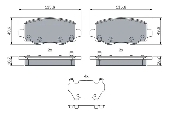 Bremsbelagsatz, Scheibenbremse BOSCH 0 986 424 961 Bild Bremsbelagsatz, Scheibenbremse BOSCH 0 986 424 961