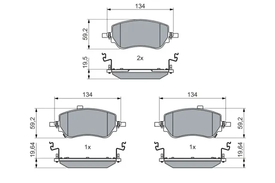 Bremsbelagsatz, Scheibenbremse Vorderachse BOSCH 0 986 460 015 Bild Bremsbelagsatz, Scheibenbremse Vorderachse BOSCH 0 986 460 015