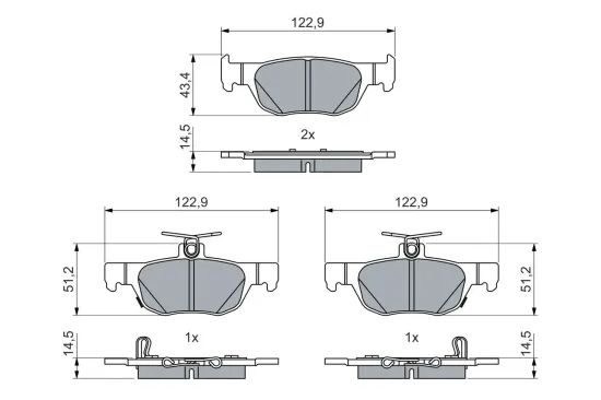 Bremsbelagsatz, Scheibenbremse BOSCH 0 986 460 027 Bild Bremsbelagsatz, Scheibenbremse BOSCH 0 986 460 027