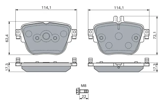 Bremsbelagsatz, Scheibenbremse Hinterachse BOSCH 0 986 460 133 Bild Bremsbelagsatz, Scheibenbremse Hinterachse BOSCH 0 986 460 133