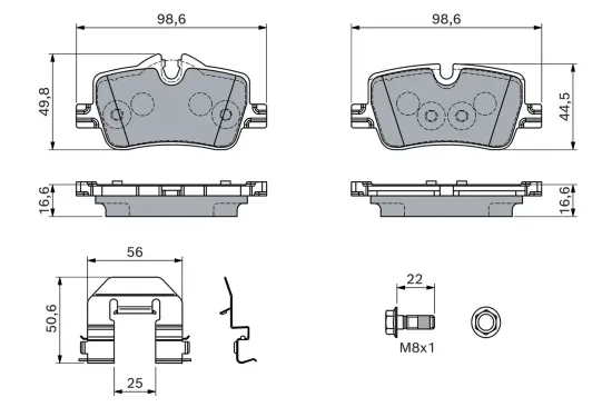 Bremsbelagsatz, Scheibenbremse Hinterachse BOSCH 0 986 460 145 Bild Bremsbelagsatz, Scheibenbremse Hinterachse BOSCH 0 986 460 145