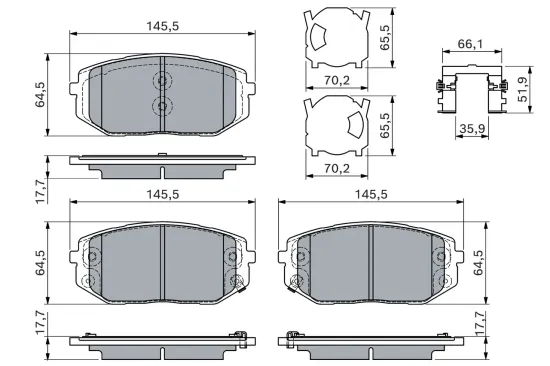 Bremsbelagsatz, Scheibenbremse Vorderachse BOSCH 0 986 460 164 Bild Bremsbelagsatz, Scheibenbremse Vorderachse BOSCH 0 986 460 164