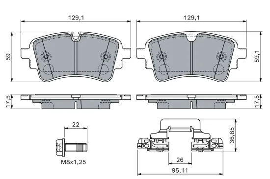 Bremsbelagsatz, Scheibenbremse BOSCH 0 986 460 174 Bild Bremsbelagsatz, Scheibenbremse BOSCH 0 986 460 174