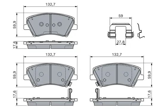 Bremsbelagsatz, Scheibenbremse Vorderachse BOSCH 0 986 460 189 Bild Bremsbelagsatz, Scheibenbremse Vorderachse BOSCH 0 986 460 189