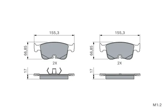 Bremsbelagsatz, Scheibenbremse Vorderachse BOSCH 0 986 460 191 Bild Bremsbelagsatz, Scheibenbremse Vorderachse BOSCH 0 986 460 191