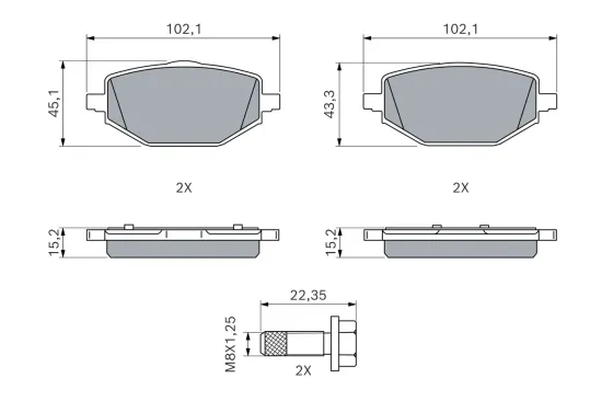 Bremsbelagsatz, Scheibenbremse Hinterachse BOSCH 0 986 460 216 Bild Bremsbelagsatz, Scheibenbremse Hinterachse BOSCH 0 986 460 216