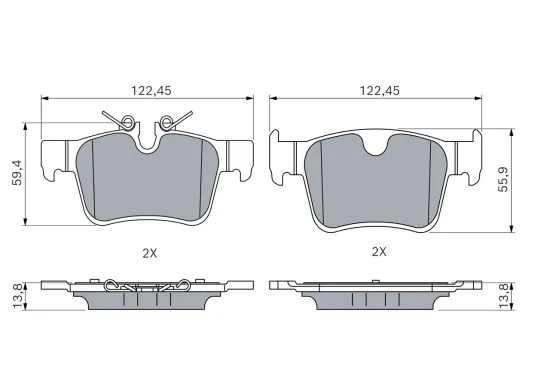 Bremsbelagsatz, Scheibenbremse Hinterachse BOSCH 0 986 460 217 Bild Bremsbelagsatz, Scheibenbremse Hinterachse BOSCH 0 986 460 217