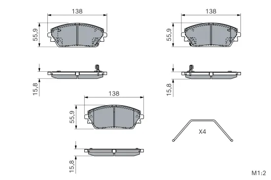 Bremsbelagsatz, Scheibenbremse BOSCH 0 986 460 232 Bild Bremsbelagsatz, Scheibenbremse BOSCH 0 986 460 232