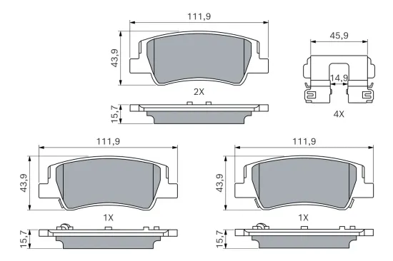Bremsbelagsatz, Scheibenbremse BOSCH 0 986 460 236 Bild Bremsbelagsatz, Scheibenbremse BOSCH 0 986 460 236