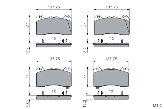 Bremsbelagsatz, Scheibenbremse Vorderachse BOSCH 0 986 460 238 Bild Bremsbelagsatz, Scheibenbremse Vorderachse BOSCH 0 986 460 238