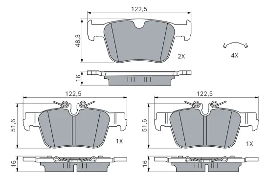 Bremsbelagsatz, Scheibenbremse Hinterachse Hinterachse BOSCH 0 986 460 277 Bild Bremsbelagsatz, Scheibenbremse Hinterachse Hinterachse BOSCH 0 986 460 277
