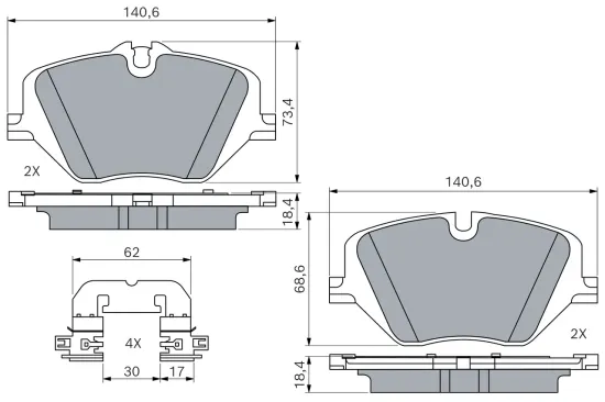 Bremsbelagsatz, Scheibenbremse BOSCH 0 986 460 279 Bild Bremsbelagsatz, Scheibenbremse BOSCH 0 986 460 279