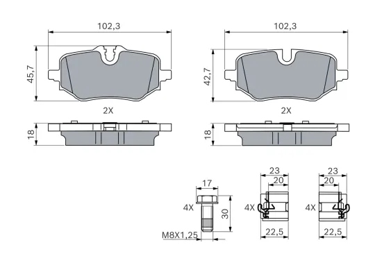 Bremsbelagsatz, Scheibenbremse BOSCH 0 986 460 280 Bild Bremsbelagsatz, Scheibenbremse BOSCH 0 986 460 280