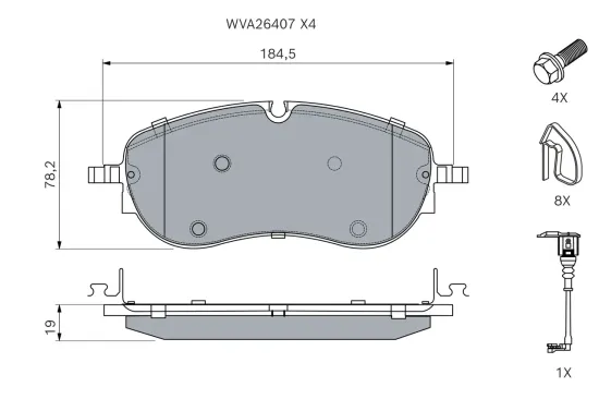 Bremsbelagsatz, Scheibenbremse Vorderachse BOSCH 0 986 460 281 Bild Bremsbelagsatz, Scheibenbremse Vorderachse BOSCH 0 986 460 281