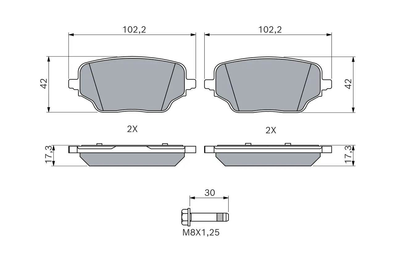 Bremsbelagsatz, Scheibenbremse Hinterachse BOSCH 0 986 460 286
