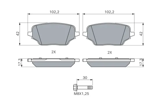 Bremsbelagsatz, Scheibenbremse Hinterachse BOSCH 0 986 460 286 Bild Bremsbelagsatz, Scheibenbremse Hinterachse BOSCH 0 986 460 286