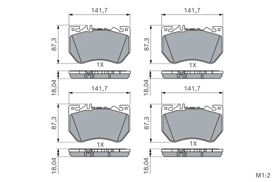 Bremsbelagsatz, Scheibenbremse Vorderachse BOSCH 0 986 460 288 Bild Bremsbelagsatz, Scheibenbremse Vorderachse BOSCH 0 986 460 288