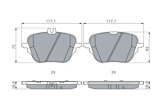 Bremsbelagsatz, Scheibenbremse Hinterachse BOSCH 0 986 460 293 Bild Bremsbelagsatz, Scheibenbremse Hinterachse BOSCH 0 986 460 293