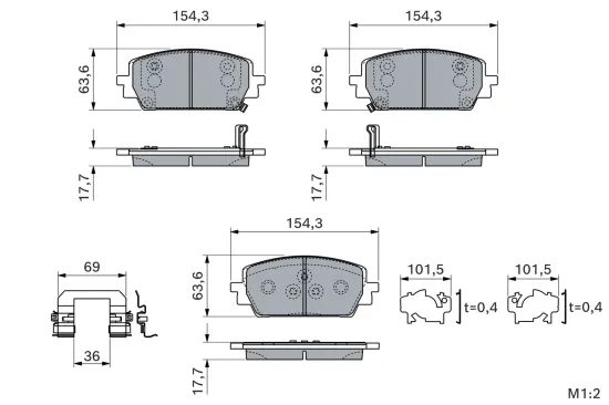 Bremsbelagsatz, Scheibenbremse BOSCH 0 986 460 299 Bild Bremsbelagsatz, Scheibenbremse BOSCH 0 986 460 299