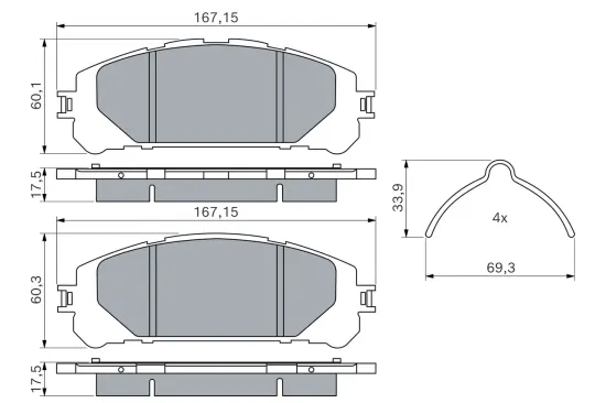 Bremsbelagsatz, Scheibenbremse Vorderachse BOSCH 0 986 460 310 Bild Bremsbelagsatz, Scheibenbremse Vorderachse BOSCH 0 986 460 310
