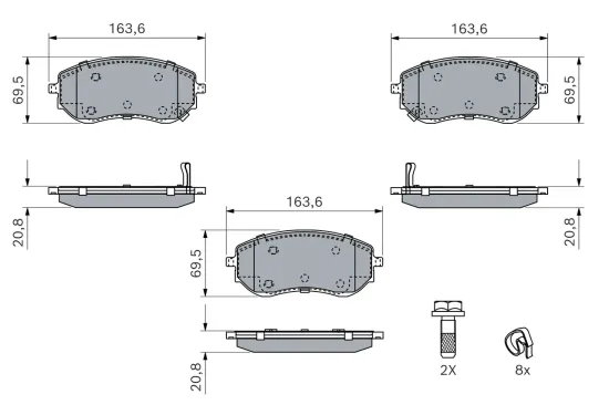 Bremsbelagsatz, Scheibenbremse Vorderachse BOSCH 0 986 460 314 Bild Bremsbelagsatz, Scheibenbremse Vorderachse BOSCH 0 986 460 314