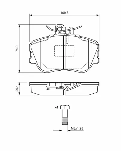 Bremsbelagsatz, Scheibenbremse Vorderachse BOSCH 0 986 460 977 Bild Bremsbelagsatz, Scheibenbremse Vorderachse BOSCH 0 986 460 977