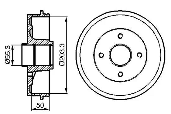 Bremstrommel Hinterachse BOSCH 0 986 477 121 Bild Bremstrommel Hinterachse BOSCH 0 986 477 121