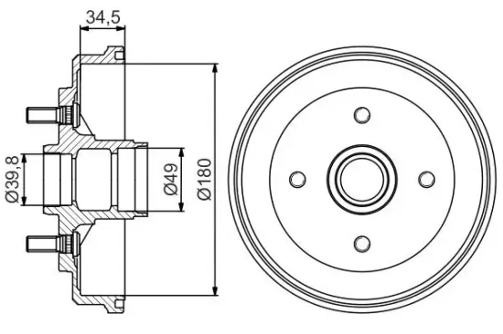 Bremstrommel Hinterachse BOSCH 0 986 477 239 Bild Bremstrommel Hinterachse BOSCH 0 986 477 239