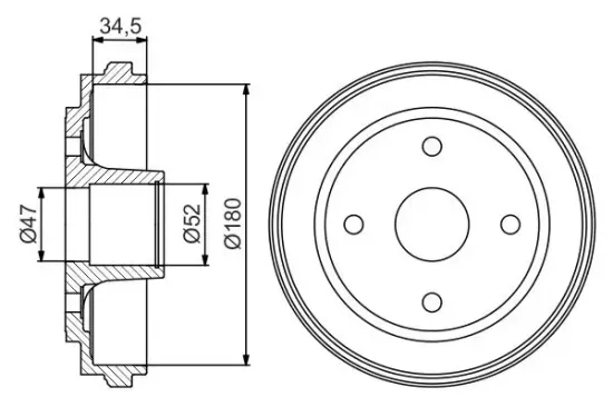 Bremstrommel Hinterachse BOSCH 0 986 477 263 Bild Bremstrommel Hinterachse BOSCH 0 986 477 263