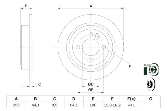Bremsscheibe Hinterachse BOSCH 0 986 478 601 Bild Bremsscheibe Hinterachse BOSCH 0 986 478 601