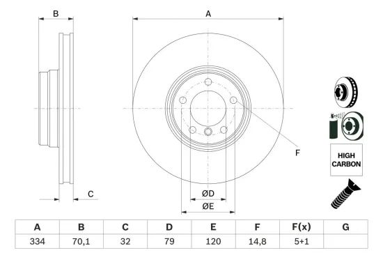 Bremsscheibe Vorderachse BOSCH 0 986 478 623 Bild Bremsscheibe Vorderachse BOSCH 0 986 478 623