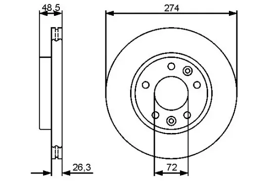 Bremsscheibe Vorderachse BOSCH 0 986 479 444 Bild Bremsscheibe Vorderachse BOSCH 0 986 479 444