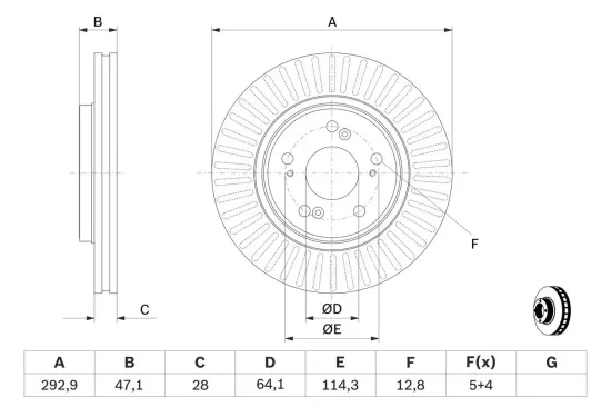 Bremsscheibe Vorderachse BOSCH 0 986 479 456 Bild Bremsscheibe Vorderachse BOSCH 0 986 479 456