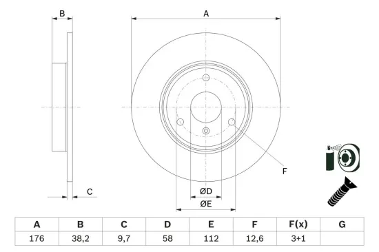 Bremsscheibe Vorderachse BOSCH 0 986 479 E74 Bild Bremsscheibe Vorderachse BOSCH 0 986 479 E74