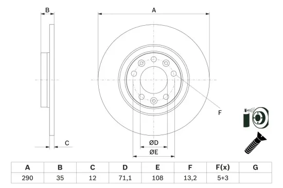 Bremsscheibe BOSCH 0 986 479 F52 Bild Bremsscheibe BOSCH 0 986 479 F52