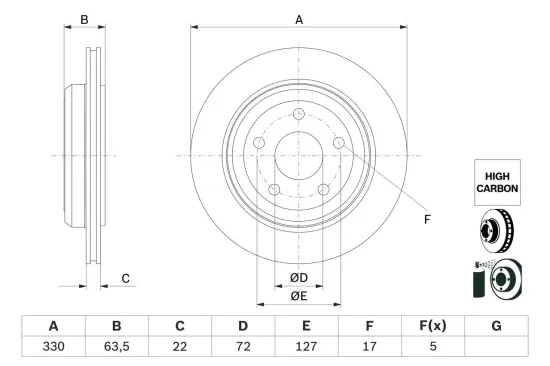 Bremsscheibe Hinterachse BOSCH 0 986 479 G84 Bild Bremsscheibe Hinterachse BOSCH 0 986 479 G84