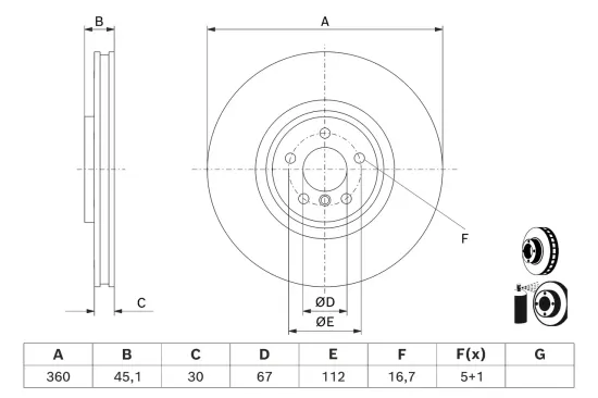 Bremsscheibe Vorderachse rechts BOSCH 0 986 479 J07 Bild Bremsscheibe Vorderachse rechts BOSCH 0 986 479 J07