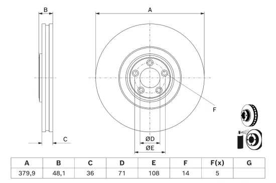 Bremsscheibe Vorderachse BOSCH 0 986 479 J28 Bild Bremsscheibe Vorderachse BOSCH 0 986 479 J28