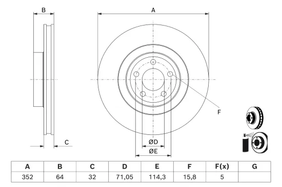 Bremsscheibe Vorderachse BOSCH 0 986 479 J33 Bild Bremsscheibe Vorderachse BOSCH 0 986 479 J33