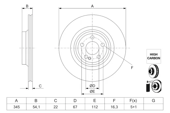 Bremsscheibe Hinterachse BOSCH 0 986 479 J51 Bild Bremsscheibe Hinterachse BOSCH 0 986 479 J51